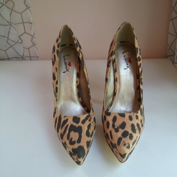 Woman' Shoes Pumps Size 9 "Luichiny" leopard Print Suede, 5.50 Heel, 1" Platform - Picture 5 of 16